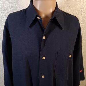 ASHWORTH- BUTTON DOWN ARIZONA UNTUCKED SHIRT -XXL -BLUE SHORT SLEEVE